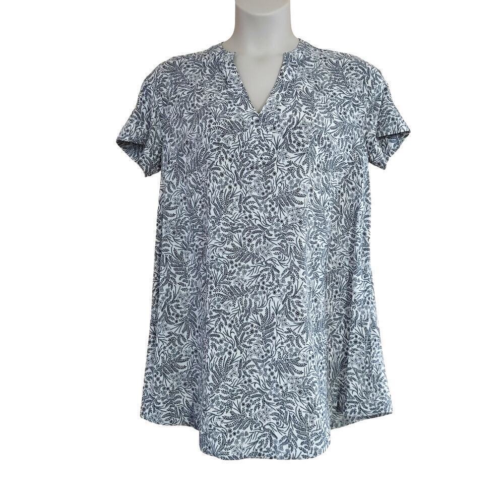 H&M Women's Black & White Floral Print Henley Shift Dress